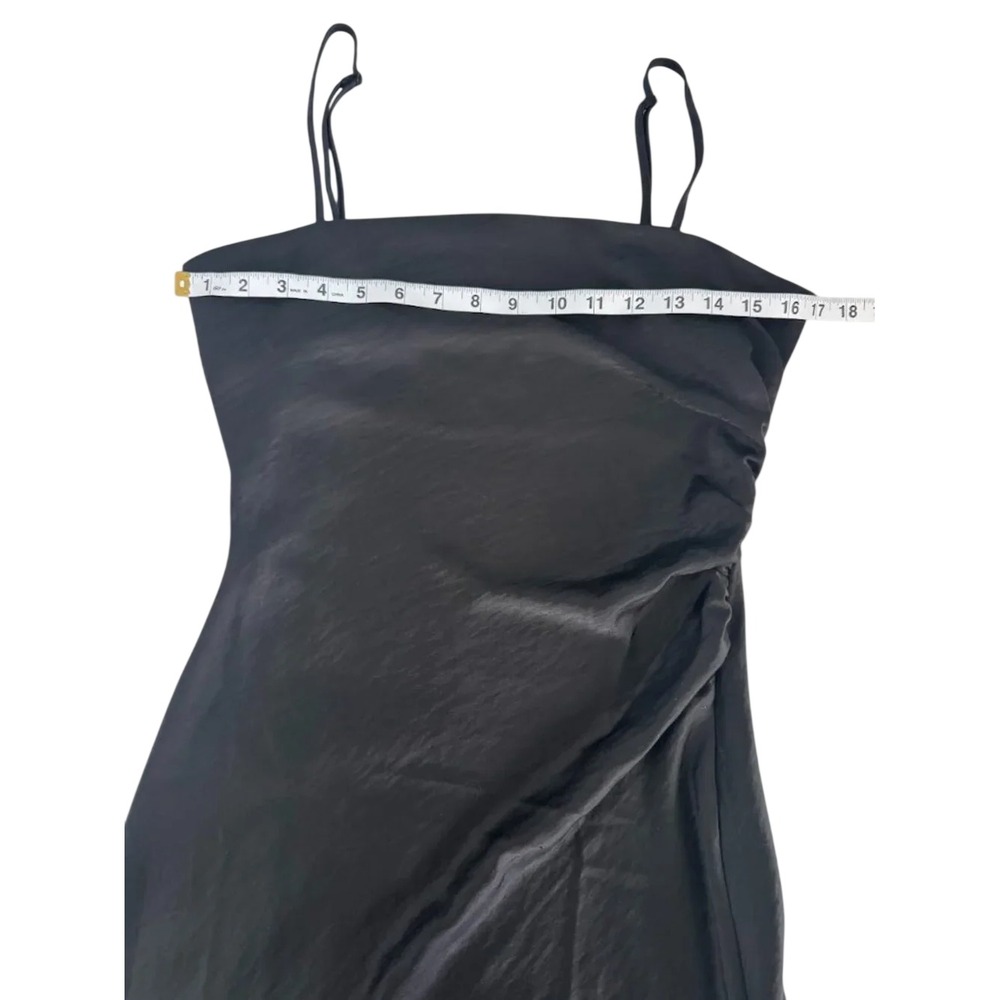 House of Harlow 1960 Black Satin Ruched Maxi Slip Dress M Formal HOCO Wedding - Picture 6 of 10